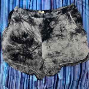 Gray and Black Tie-Dye Shorts